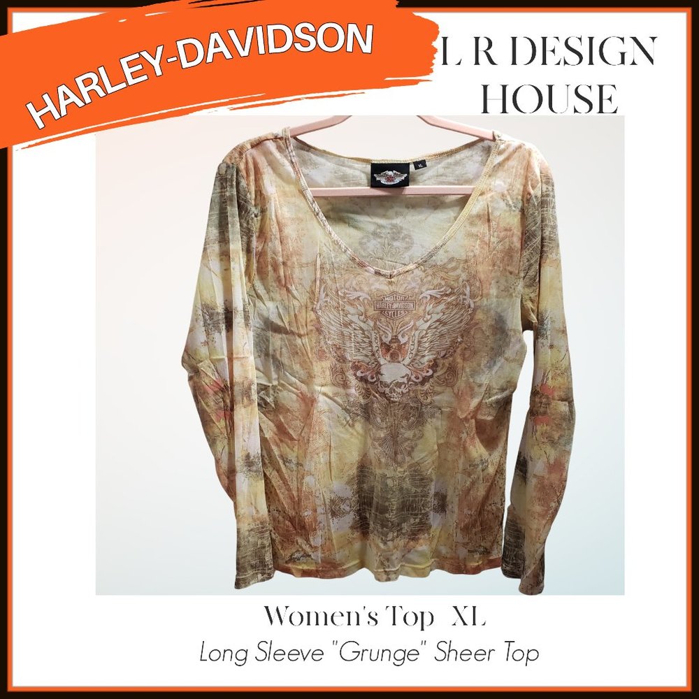 HARLEY DAVIDSON WOMAN'S SHEER LONG SLEEVE TOP - XL